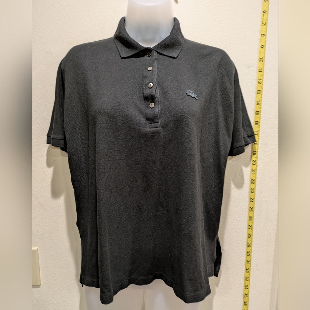 Lacoste Black Button Down Polo Shirt Size Small